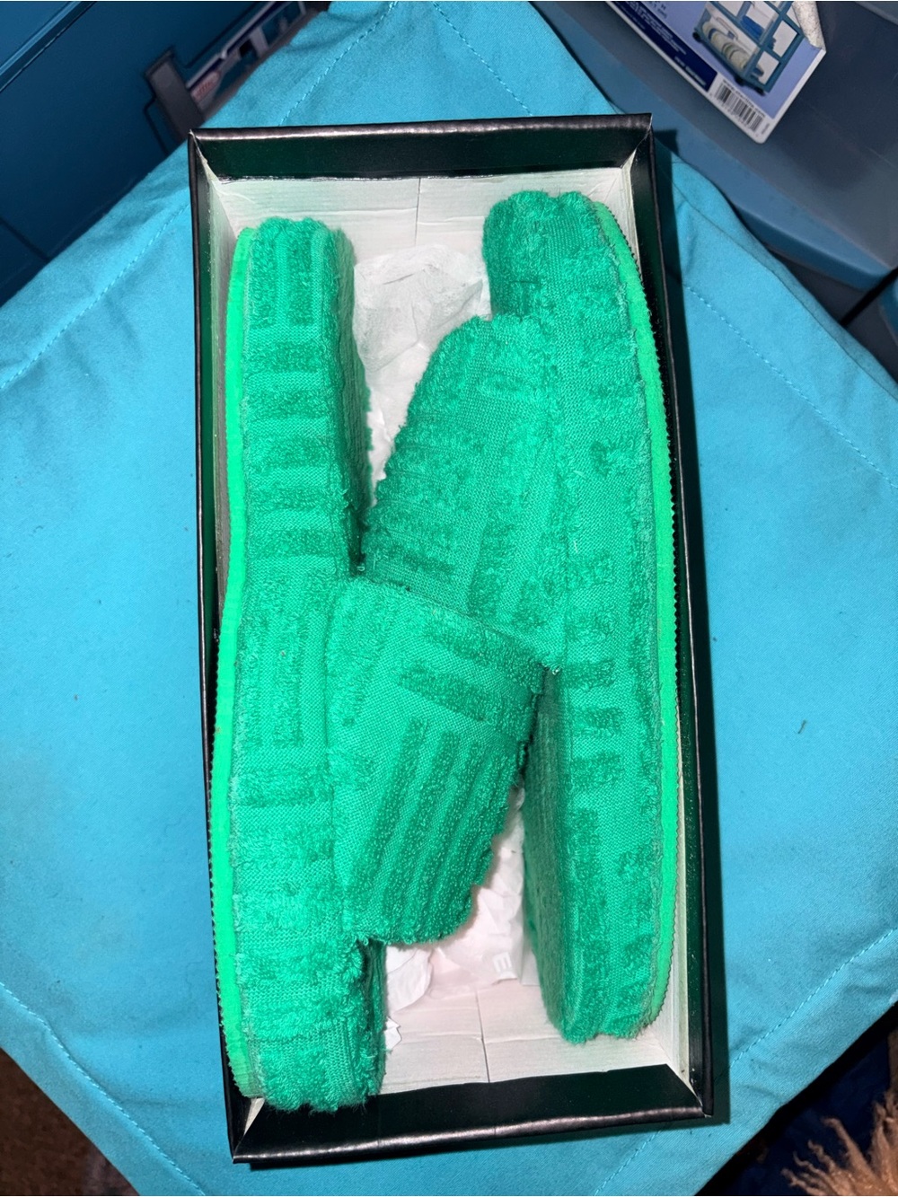 Green Terry Cloth Slip-On Sandals & Purse Set